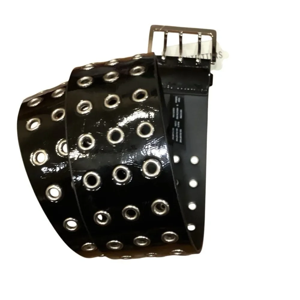 NWT UO Urban Outfitters Black Three ring GrommetTriple Eyelet Belt Size Medium